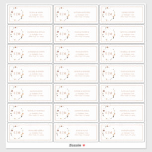 Burnt Orange Floral Crest Monogram Guest Address