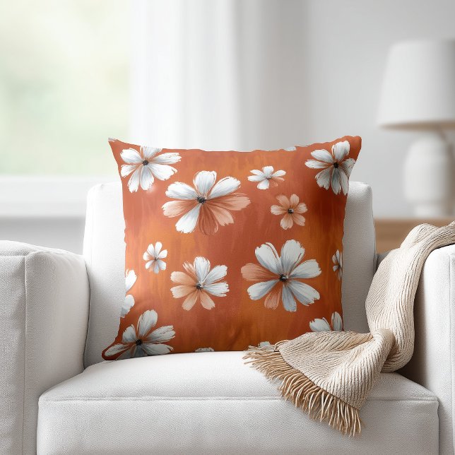 Burnt Orange Floral Cushion (Creator Uploaded)
