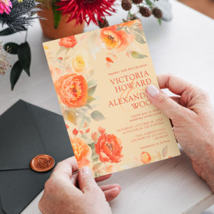 Burnt Orange Floral Fall Wedding Invitation