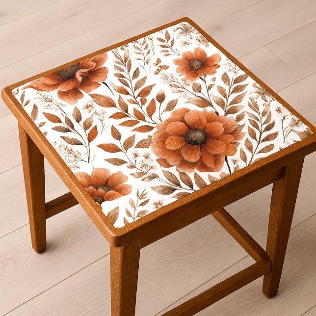 Burnt Orange Floral on White  Tissue Paper (Creator Uploaded)