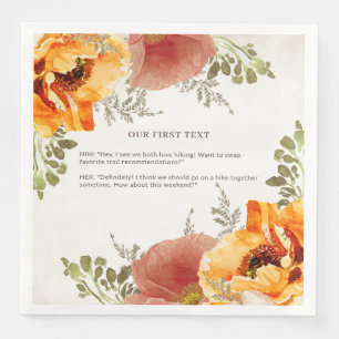 Burnt Orange Floral Our First Text Wedding Napkin