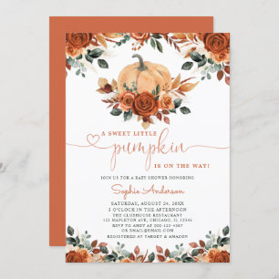 Burnt Orange Floral Pumpkin Fall Baby Shower Invitation