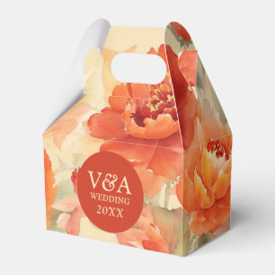 Burnt Orange Floral Wedding Favour Box