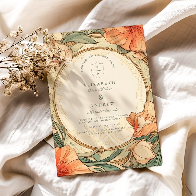 Burnt Orange Floral wedding Invitation (Creator Uploaded)