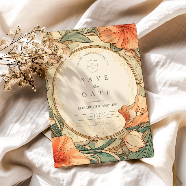 Burnt Orange Floral wedding Save The Date (Creator Uploaded)