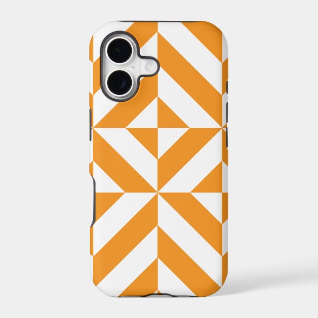 Burnt Orange Geometric Deco Cube Pattern (Back)