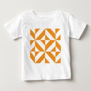 Burnt Orange Geometric Deco Cube Pattern Baby T-Shirt