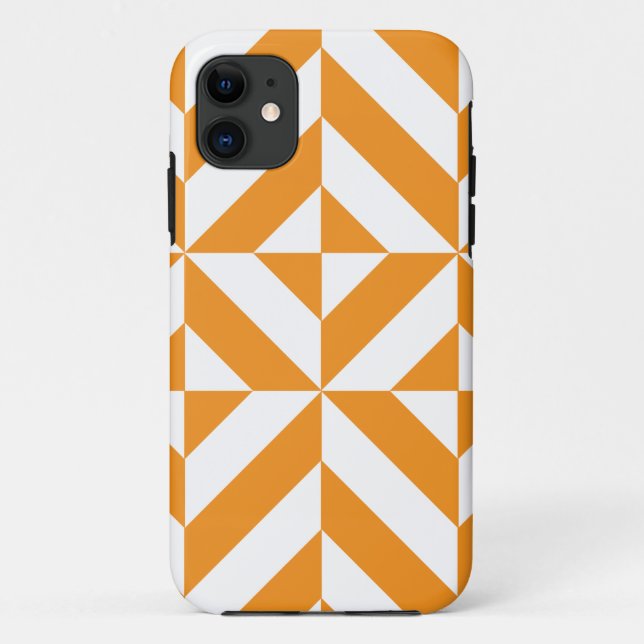 Burnt Orange Geometric Deco Cube Pattern Case-Mate iPhone Case (Back)