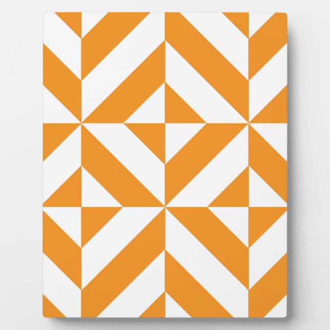 Burnt Orange Geometric Deco Cube Pattern Plaque (Front)