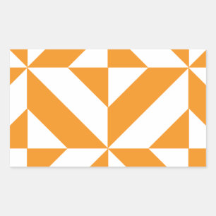 Burnt Orange Geometric Deco Cube Pattern Rectangular Sticker