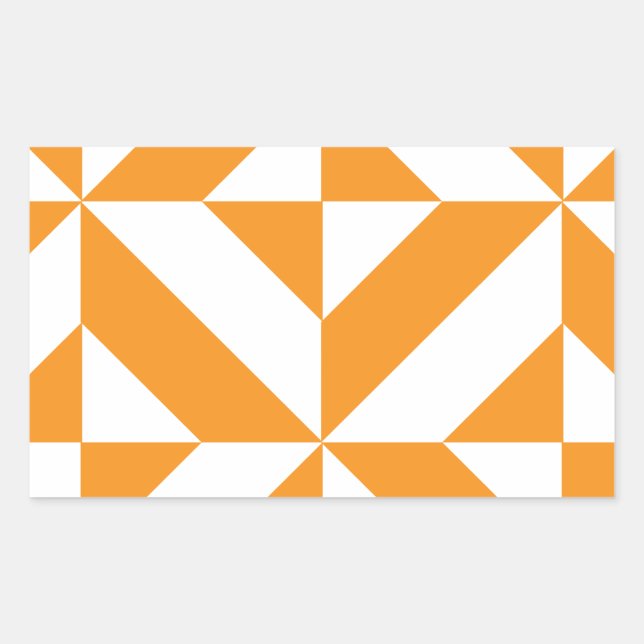 Burnt Orange Geometric Deco Cube Pattern Rectangular Sticker (Front)