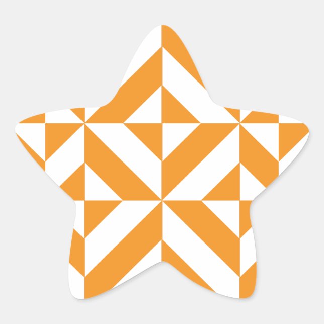 Burnt Orange Geometric Deco Cube Pattern Star Sticker (Front)