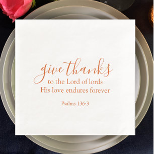 Burnt Orange Give Thanks Religious Thanksgiving Napkin
