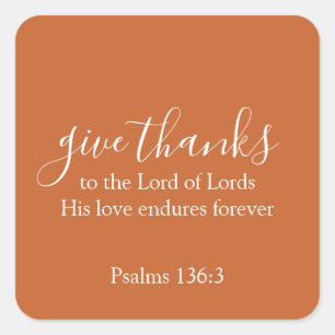 Burnt Orange Give Thanks Religious Thanksgiving Square Sticker