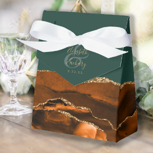 Burnt Orange Gold Agate Emerald Green Favour Box