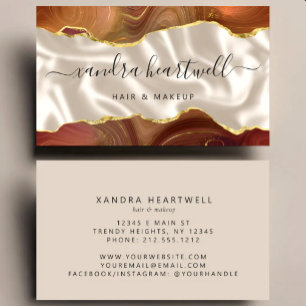 Burnt Orange Gold Agate Ivory Luxury Stylist Business Card