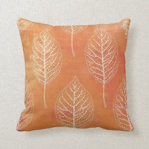 Burnt Orange Golden Fall Botanical Leaf Cushion