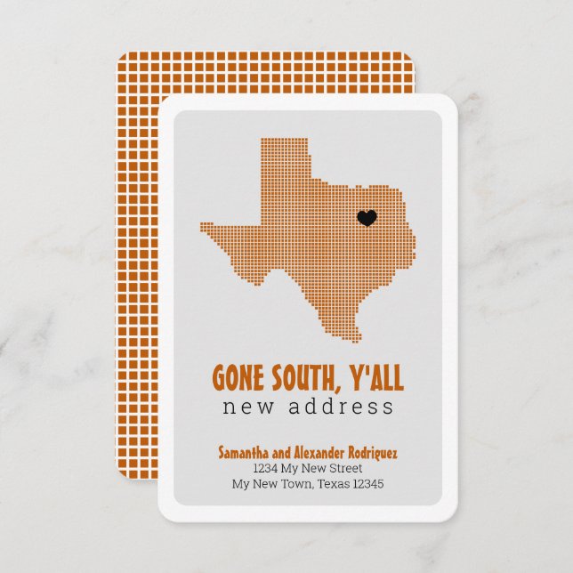 Burnt Orange Gone South, Y'All Moving Announcement (Front/Back)