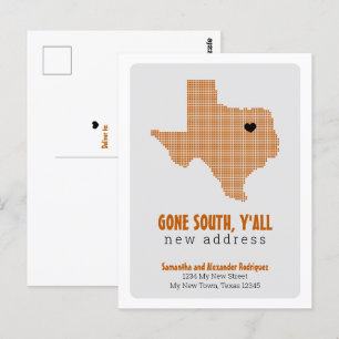 Burnt Orange Gone South, Y'all Moving Postcard