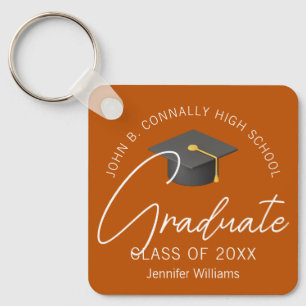 Burnt Orange Graduate Custom 2025 Graduation Key Ring