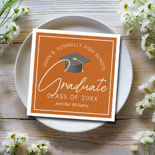 Burnt Orange Graduate Custom 2025 Graduation Party Napkin