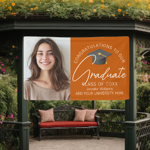 Burnt Orange Graduate Photo 2025 Graduation Party Banner