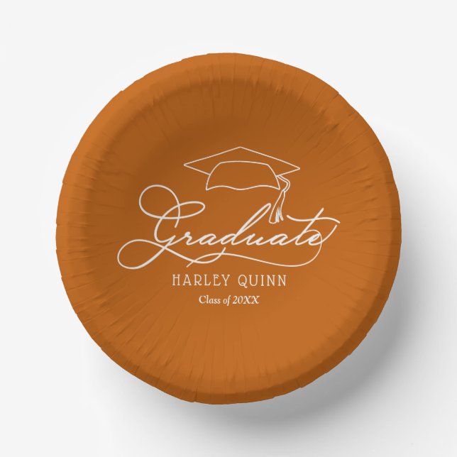 Burnt Orange Graduation Party Paper Plate (Front)