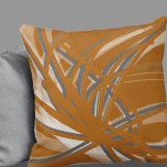 Burnt Orange & Gray Artistic Abstract Ribbons Cushion<br><div class="desc">Burnt orange and gray throw pillow features an artistic abstract ribbon composition with shades of burnt orange and gray with white accents on a trendy burnt orange background. The neutral grey hues compliment the shades of burnt orange to create a stylish abstract design in modern hues that can add a...</div>