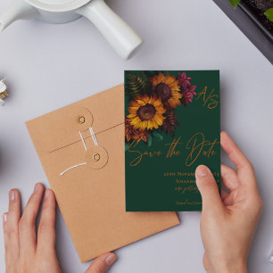 Burnt Orange Green Elegant Wedding Save the Date