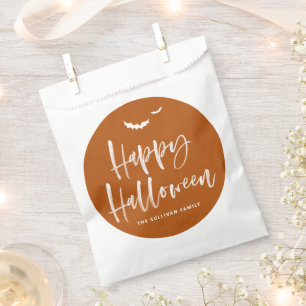 Burnt Orange Happy Halloween Brush Calligraphy Favour Bag