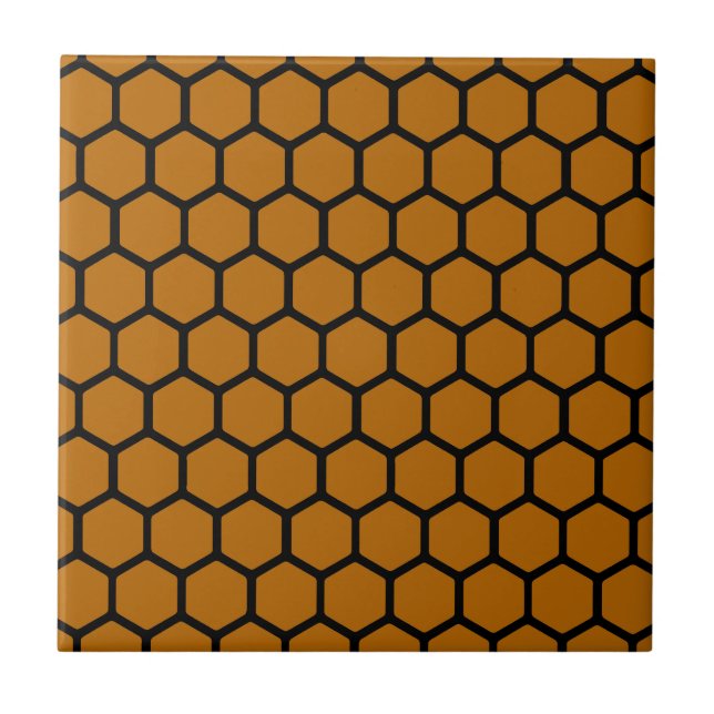 Burnt Orange Hexagon 4 Ceramic Tile (Front)