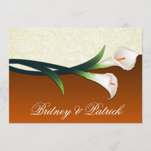 Burnt Orange Ivory Calla Lily Wedding Invitations