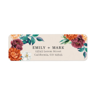 Burnt orange ivory fall wedding return address label
