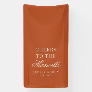Burnt Orange Ivory Modern Cheers Script Wedding Banner