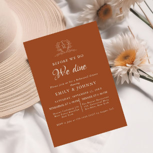 Burnt Orange & Ivory Wedding Rehearsal dinner  Invitation