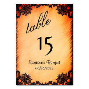 Burnt Orange Lace Table Number