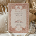 Burnt Orange Lace Traditional Muslim Wedding Invitation<br><div class="desc">This exquisite wedding invitation captures the essence of traditional Muslim matrimony with its elegant lace design in a warm, burnt orange hue. The delicate intricacies of the border frame the page, leading the eye to the sacred Islamic calligraphy at the centre top. The aged parchment-like background provides a vintage feel,...</div>