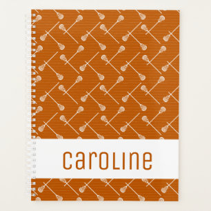 Burnt Orange Lacrosse White Sticks Patterned Planner