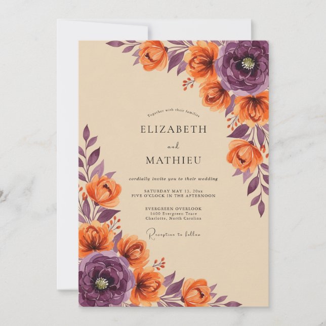 Burnt Orange Lavish Autumnal Wedding Invitation (Front)