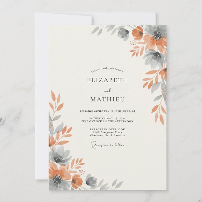 Burnt Orange Leaf Wedding Invitation (Front)