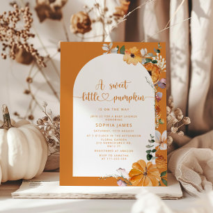 Burnt orange little pumpkin baby shower invitation