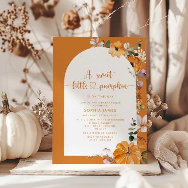 Burnt orange little pumpkin baby shower invitation (Creator Uploaded)
