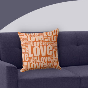 Burnt Orange Love Typography Cushion
