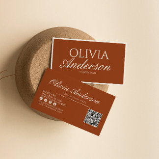Burnt Orange Luxury Vintage Old Money QR Code Business Card