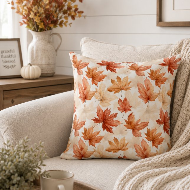 Burnt Orange Maple Leaf Fall Farmhouse Cushion (Creator Uploaded)