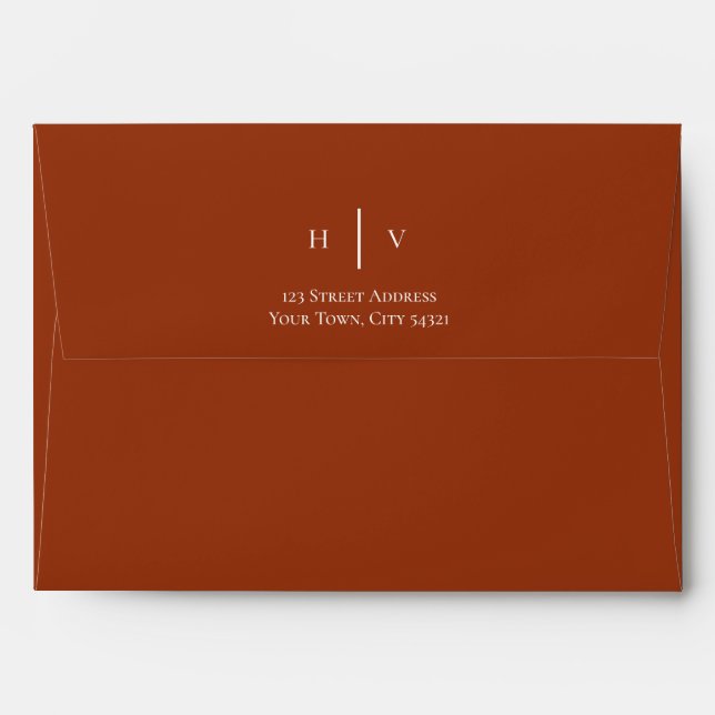 Burnt orange maple leaves wedding envelope (Back (Top Flap))