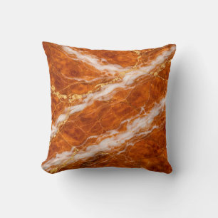 Burnt Orange Marble with White Swirls & Gold Veins Cushion