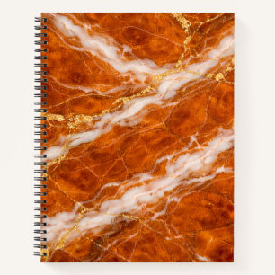 Burnt Orange Marble with White Swirls & Gold Veins Notebook
