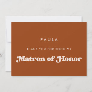 Burnt Orange Matron of honour Thank you card