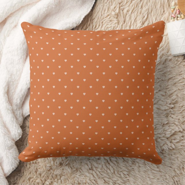 Burnt Orange Mini Hearts Background  Cushion (Blanket)